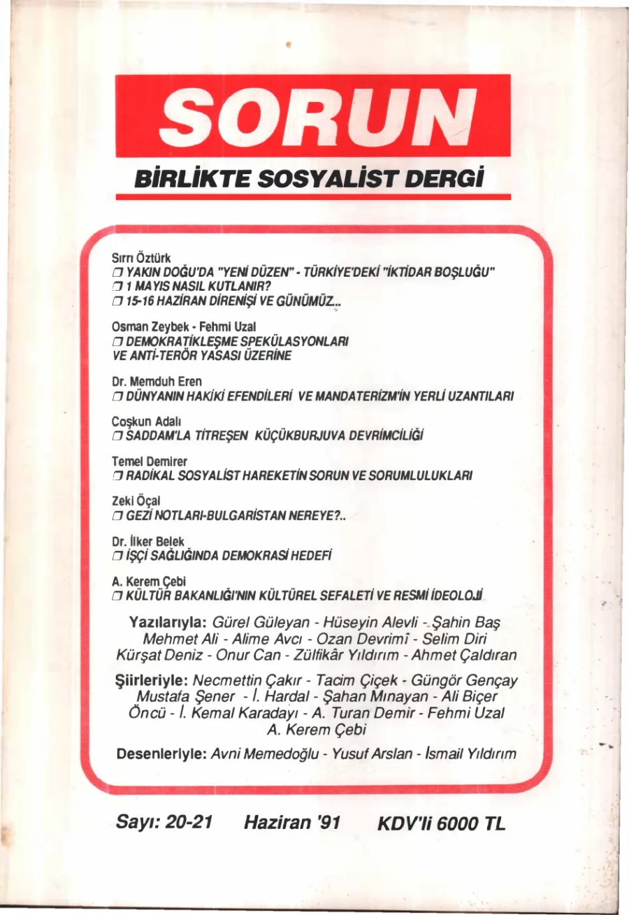 Sorun Birlikte Sosyalist Dergi Sayı 20 21 Haziran kitap kapağı
