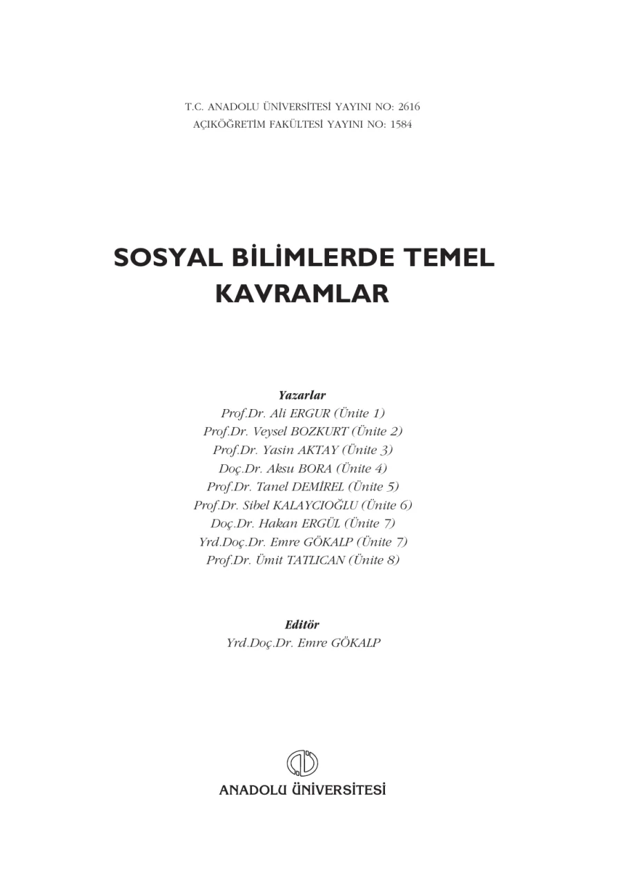SOS103U Sosyal Bilimlerde Temel Kavramlar kapak görseli