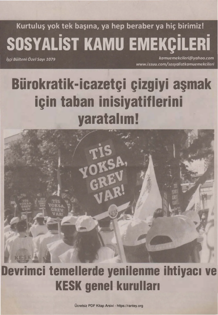 Sosyalist Kamu Emekçileri Bülteni İşçi Bülteni Özel Sayı 1079 Ocak 2014 kapak görseli
