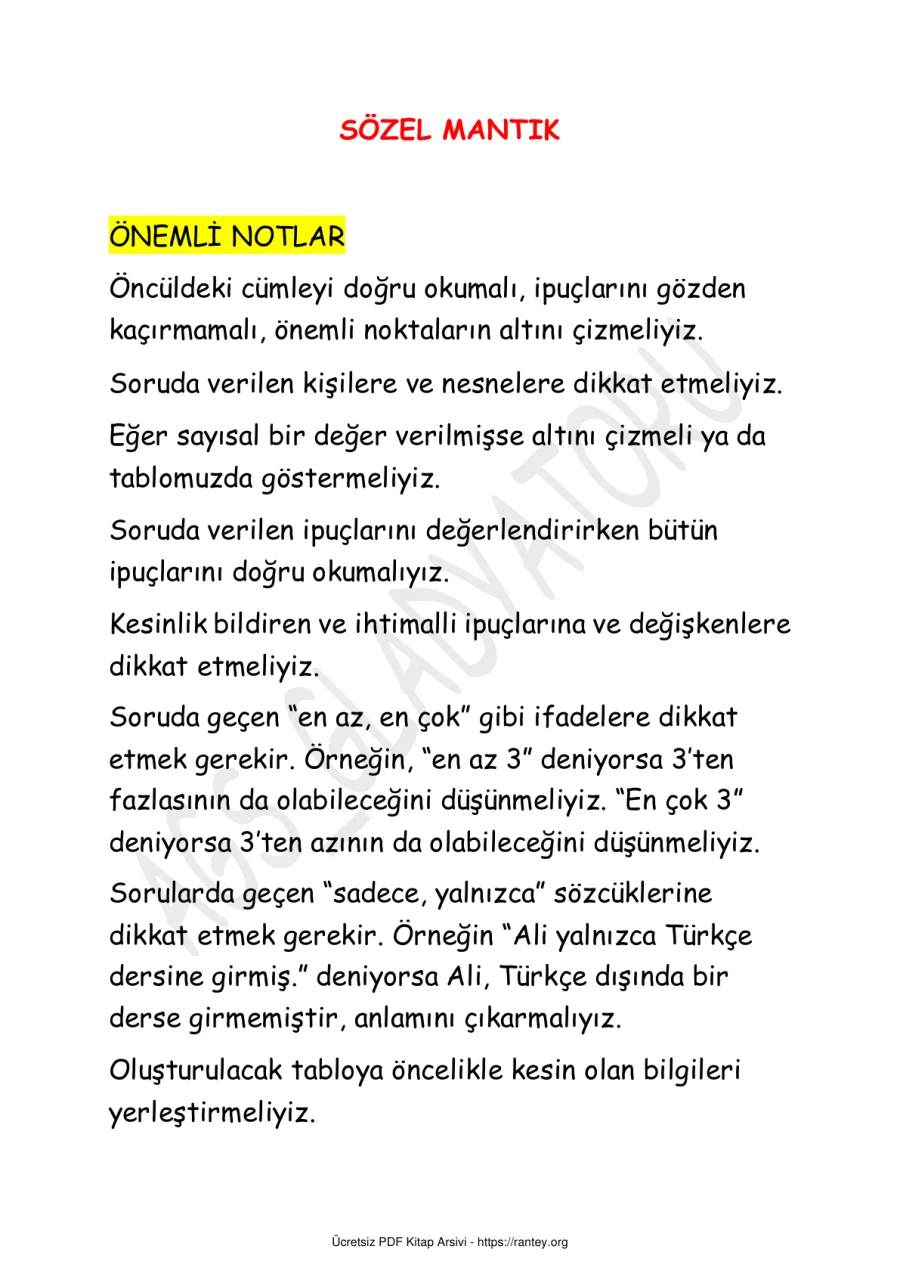 SÖZEL VE SAYISAL MANTIK kapak görseli