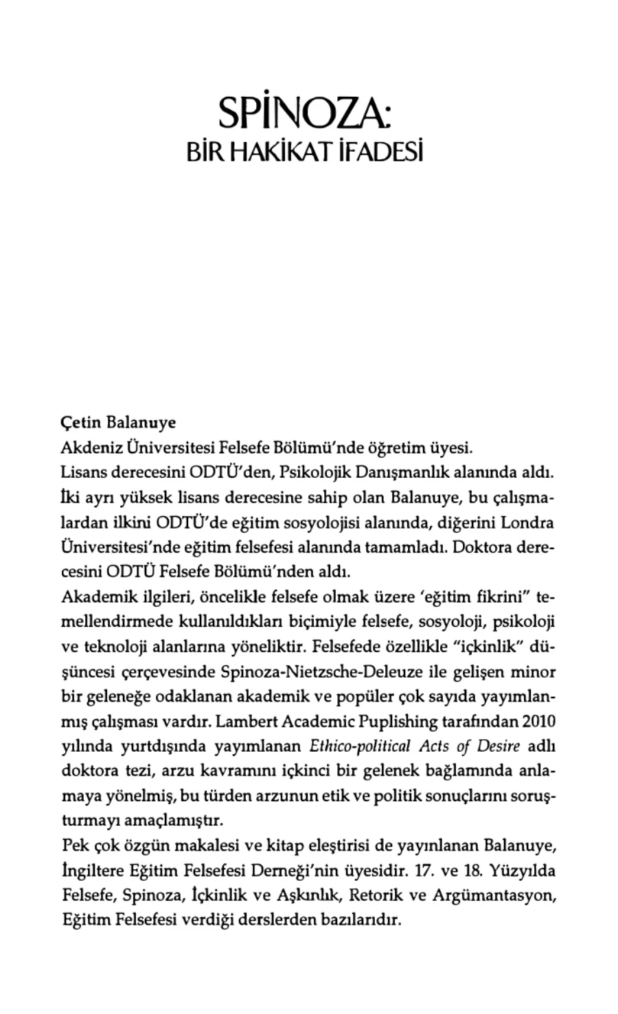 Spinoza Bir Hakikat İfadesi kapak görseli