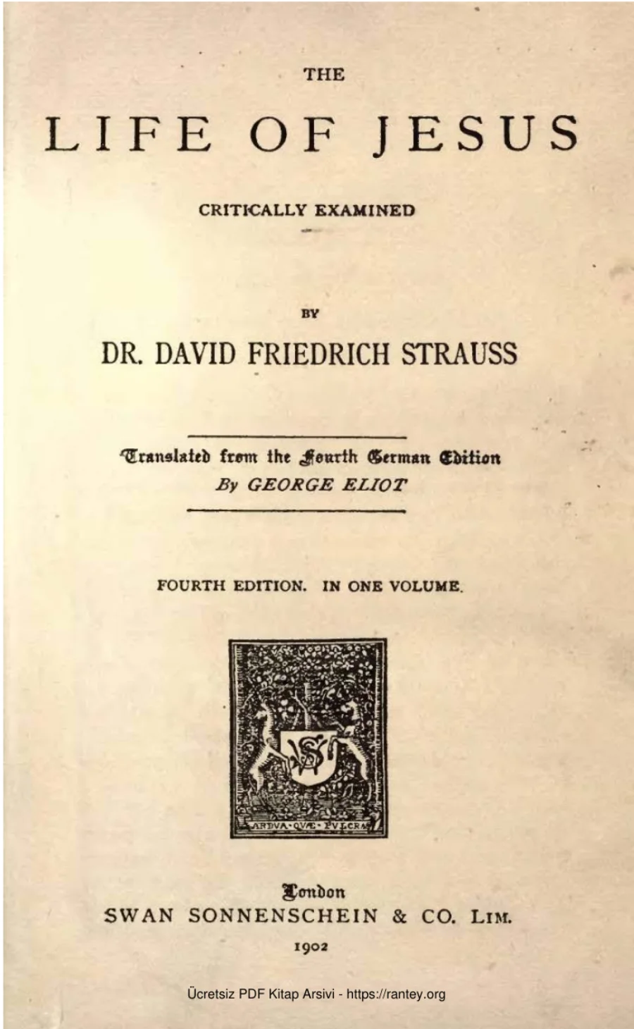 Strauss The Life of Jesus kapak görseli