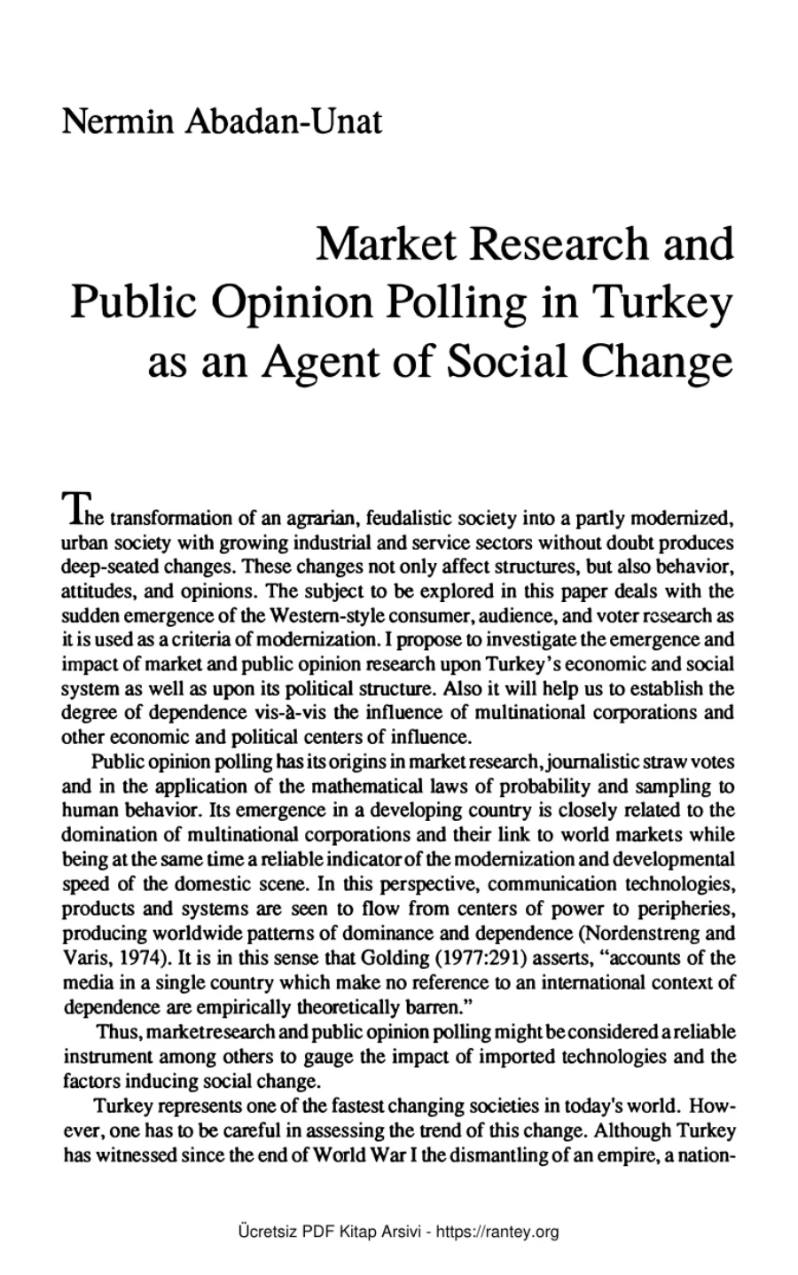 Structural Change in Turkish Society Nermin Abadan Unat kapak görseli