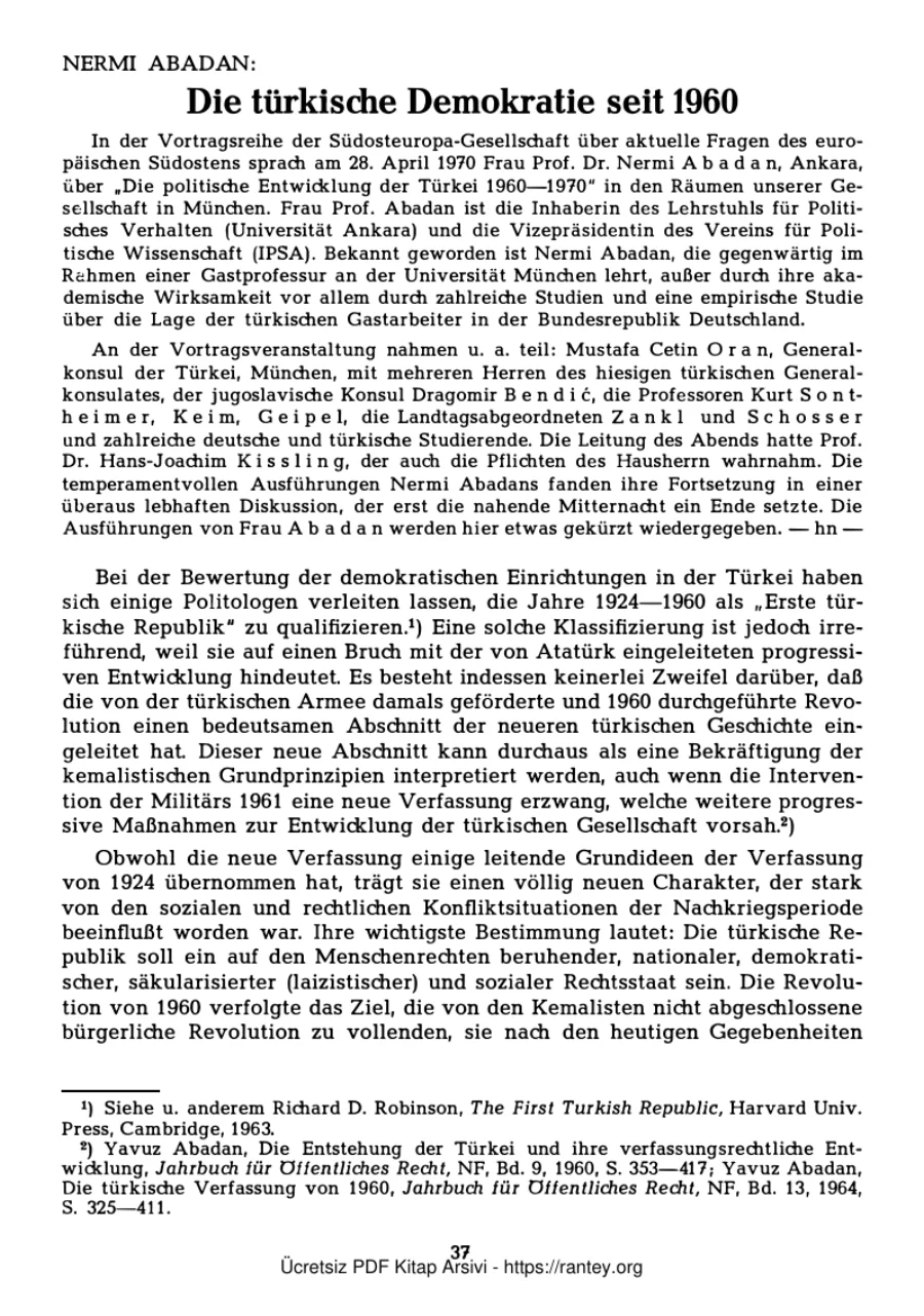 Südosteuropa Gesellschaft No 2 10 Jahrgang Mai August 1970 Nermin Abadan Unat kapak görseli