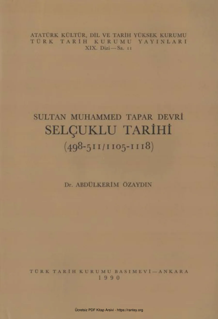 Sultan Muhammed Tapar Devri Selçuklu Tarihi 1105 1118 kapak görseli