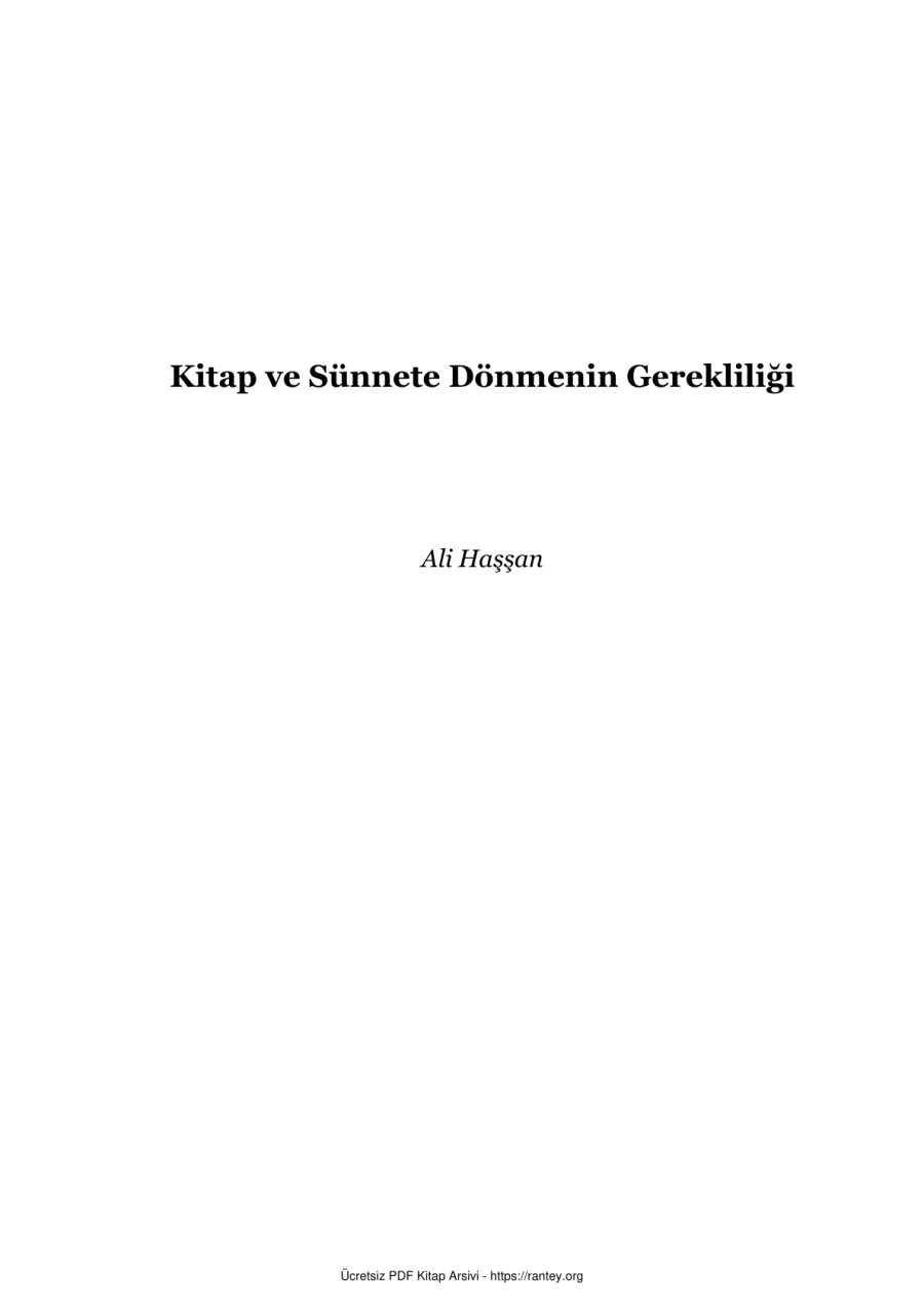 Sünnete Dönmenin Gerekliliği Ali Haşşan Ebu Abdulmumin Tekin Mıhçı kapak görseli