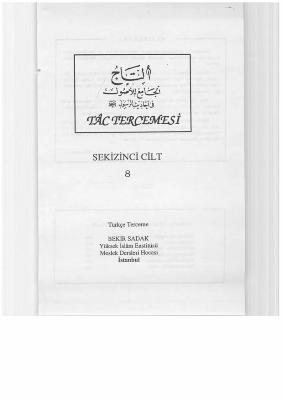 Tâc Tercemesi - 8. Cilt kapak görseli