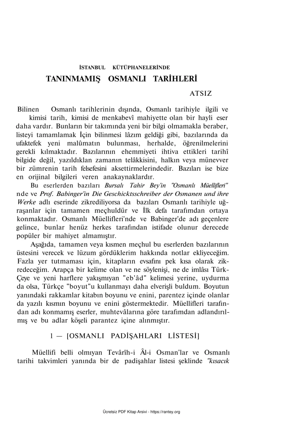 Tanınmamış Osmanlı Tarihleri kapak görseli