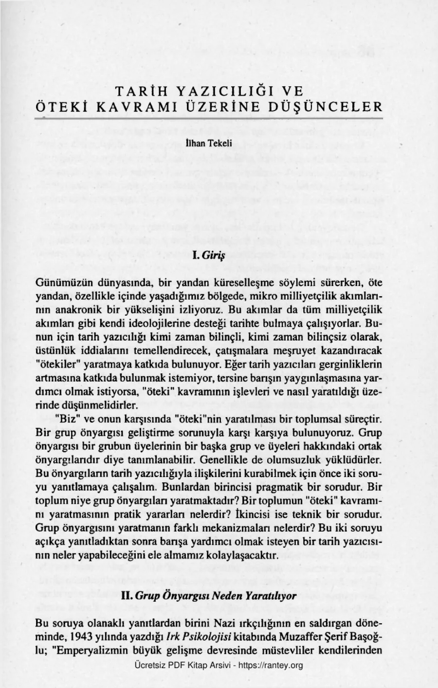 Tarih Yaziciligi ve Öteki Kavrami Üzerine Düsünceler kapak görseli