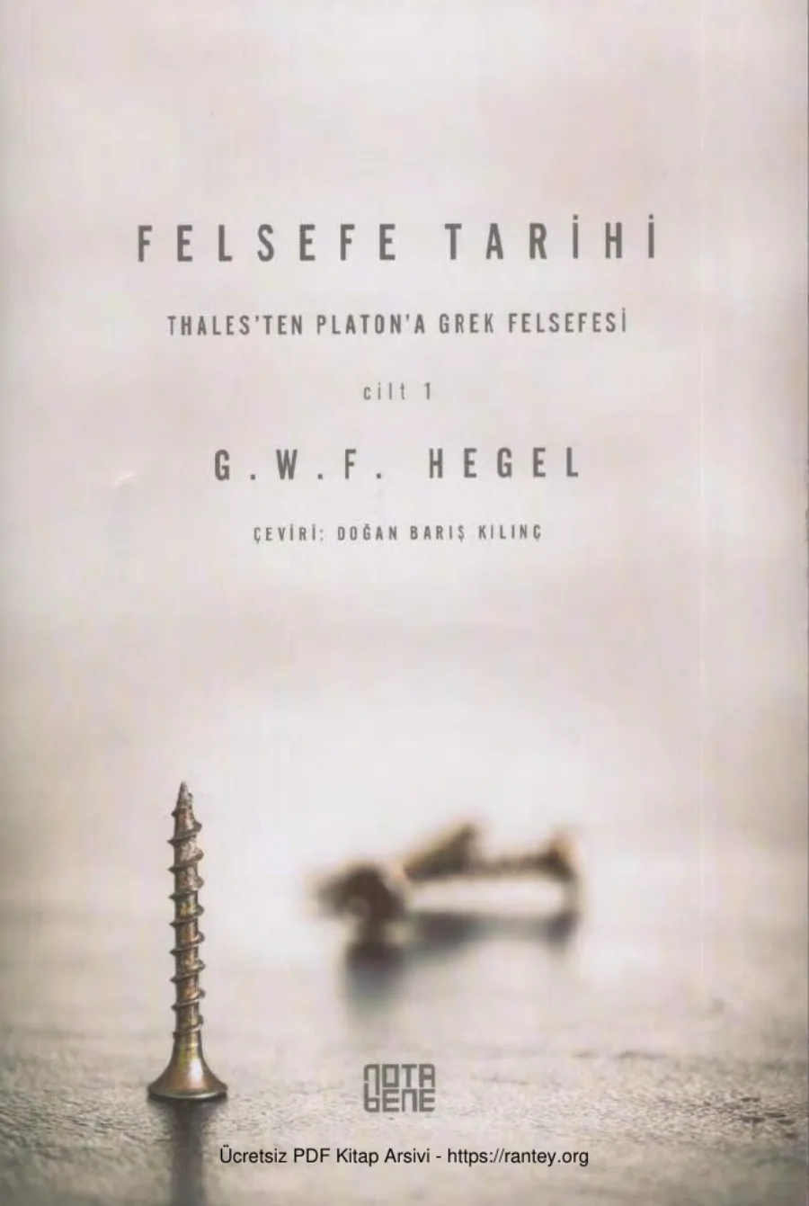 Tarihi Cilt 1 Thales ten Platon a Grek Felsefesi kapak görseli