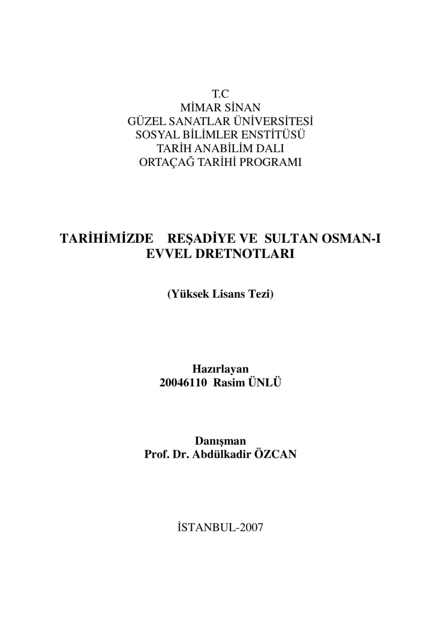 Tarihimizde Reşadiye ve Sultan Osman kapak görseli