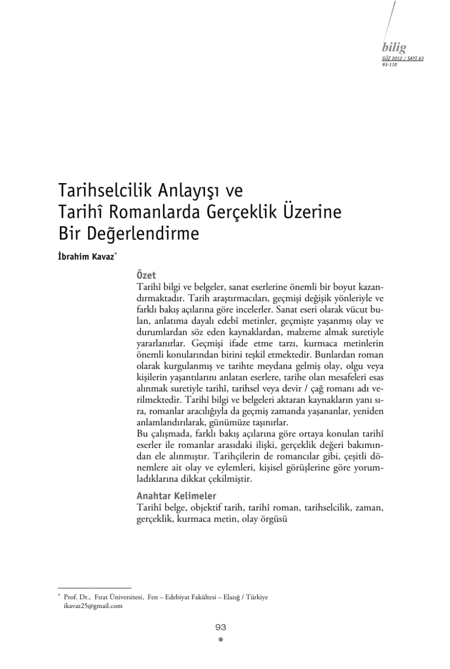 Tarihselcilik Anlayışı ve Tarih kapak görseli