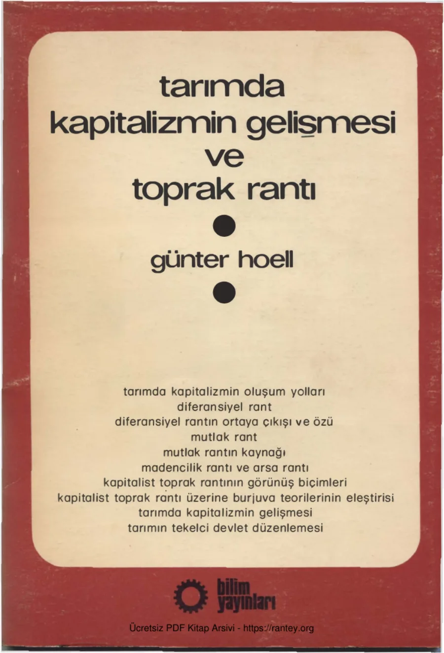 Tarımda Kapitalizmin Gelişmesi ve Toprak Rantı kapak görseli