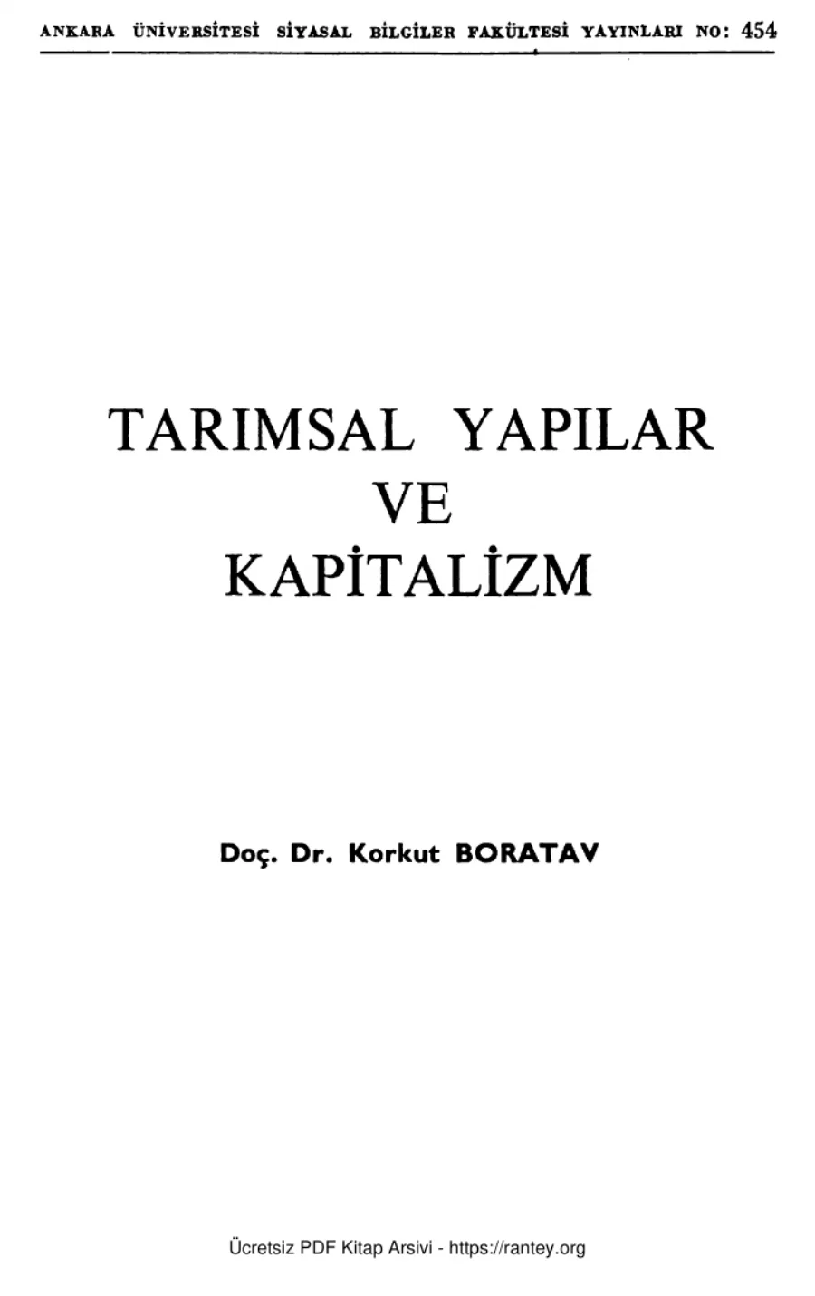 Tarımsal Yapılar ve Kapitalizm kapak görseli