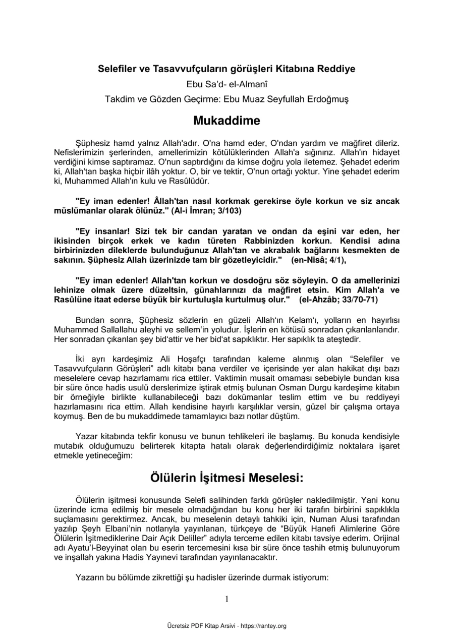 Tasavvufularn Grleri Kitabna Reddiye Ebu Abdulmumin Tekin Mıhçı kapak görseli