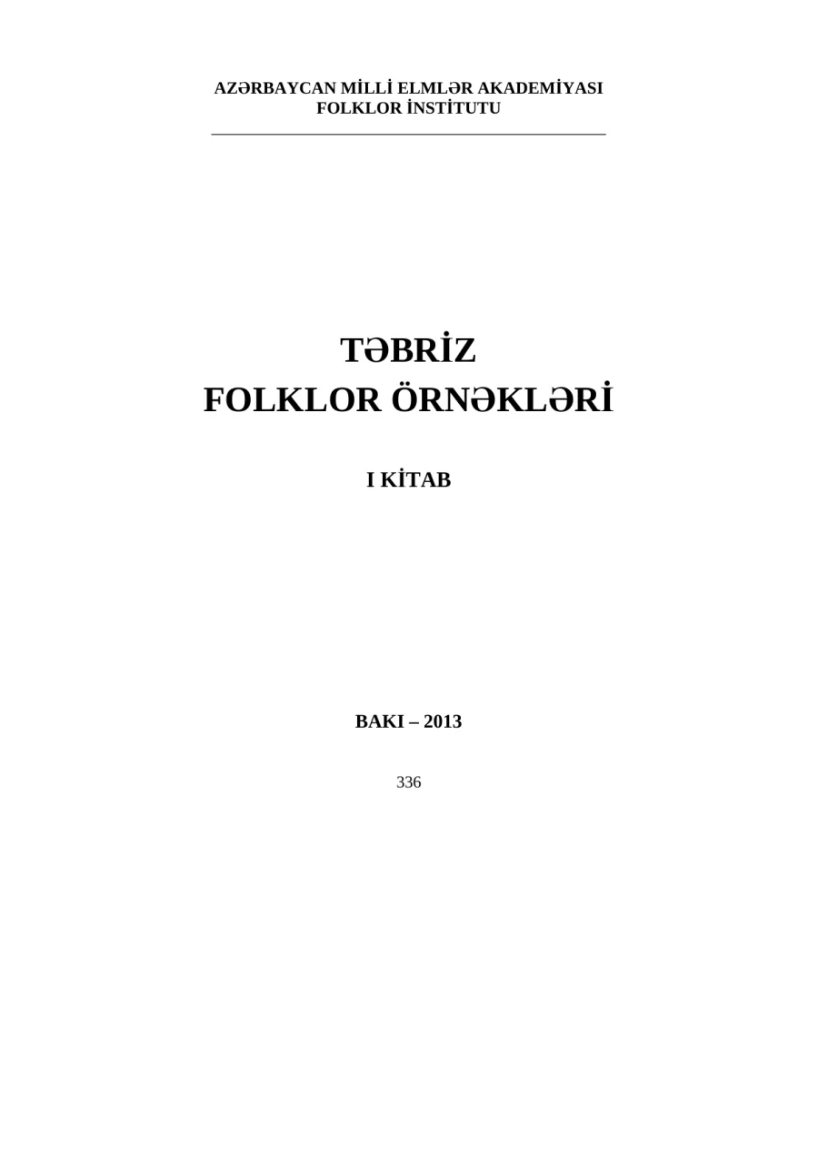 Tebriz Folklor Örnekleri 1 kapak görseli