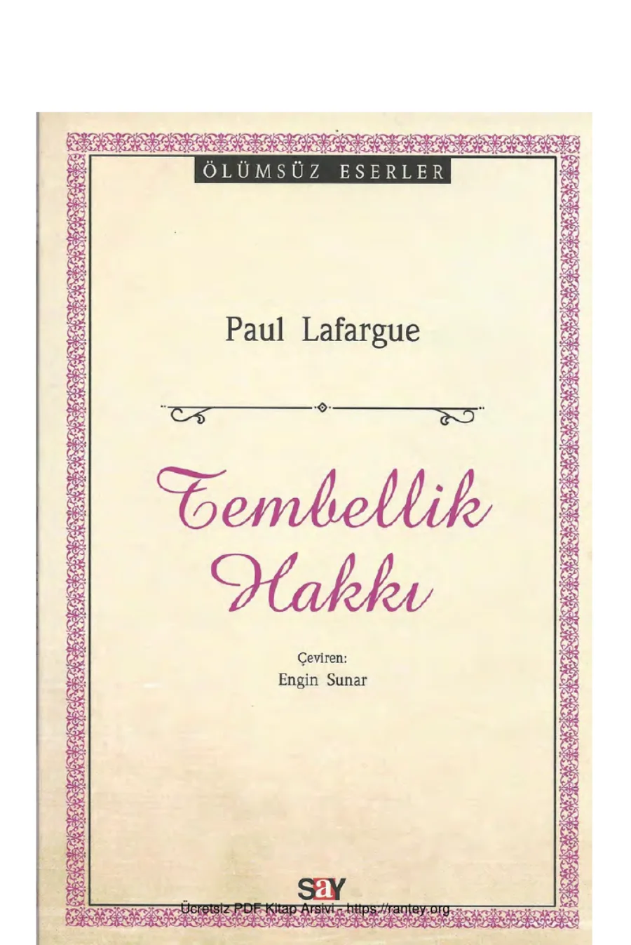Tembellik Hakkı Say Yayınları kapak görseli