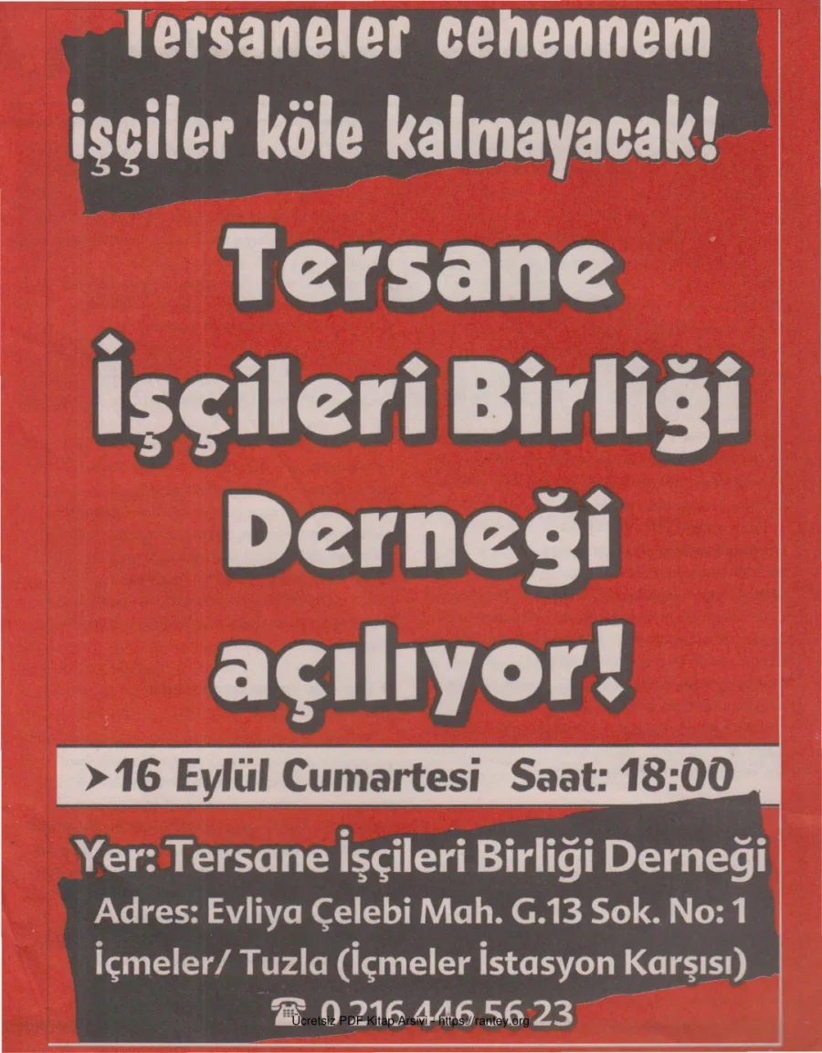 Tersane İşçileri Bülteni Eylül 2006 kapak görseli