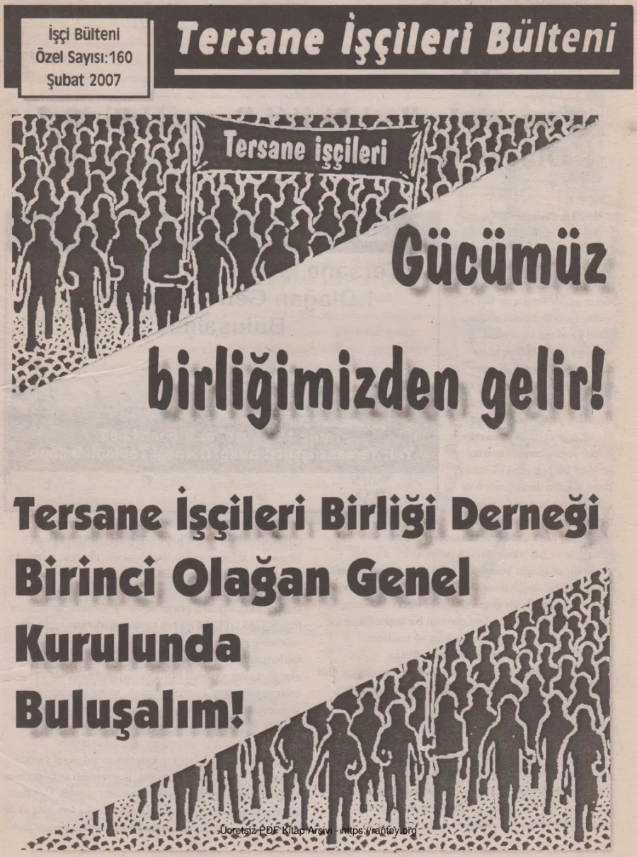 Tersane İşçileri Bülteni İşçi Bülteni Özel Sayı 160 Şubat 2007 kapak görseli