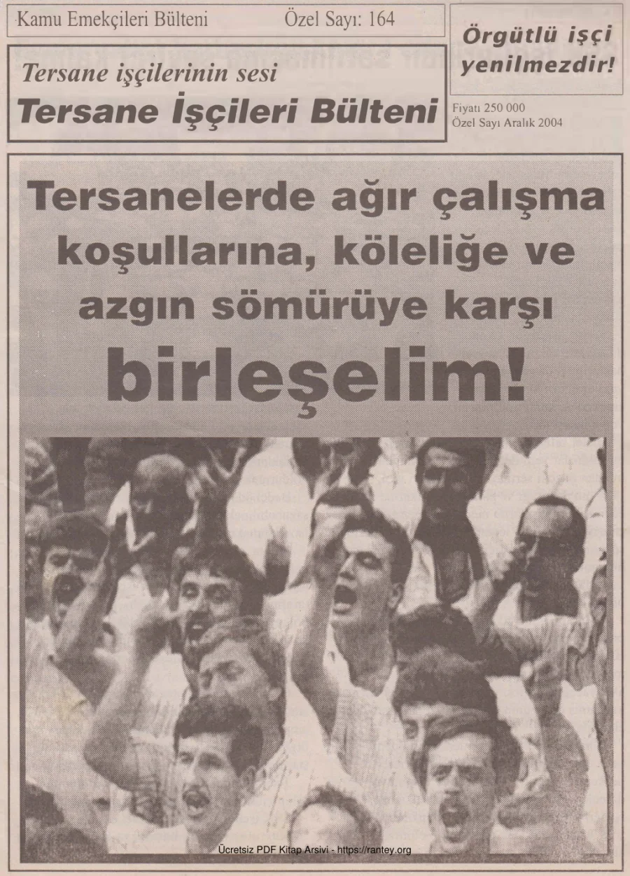 Tersane İşçileri Bülteni Kamu Emekçileri Bülteni Özel Sayı 164 Aralık 2004 kapak görseli