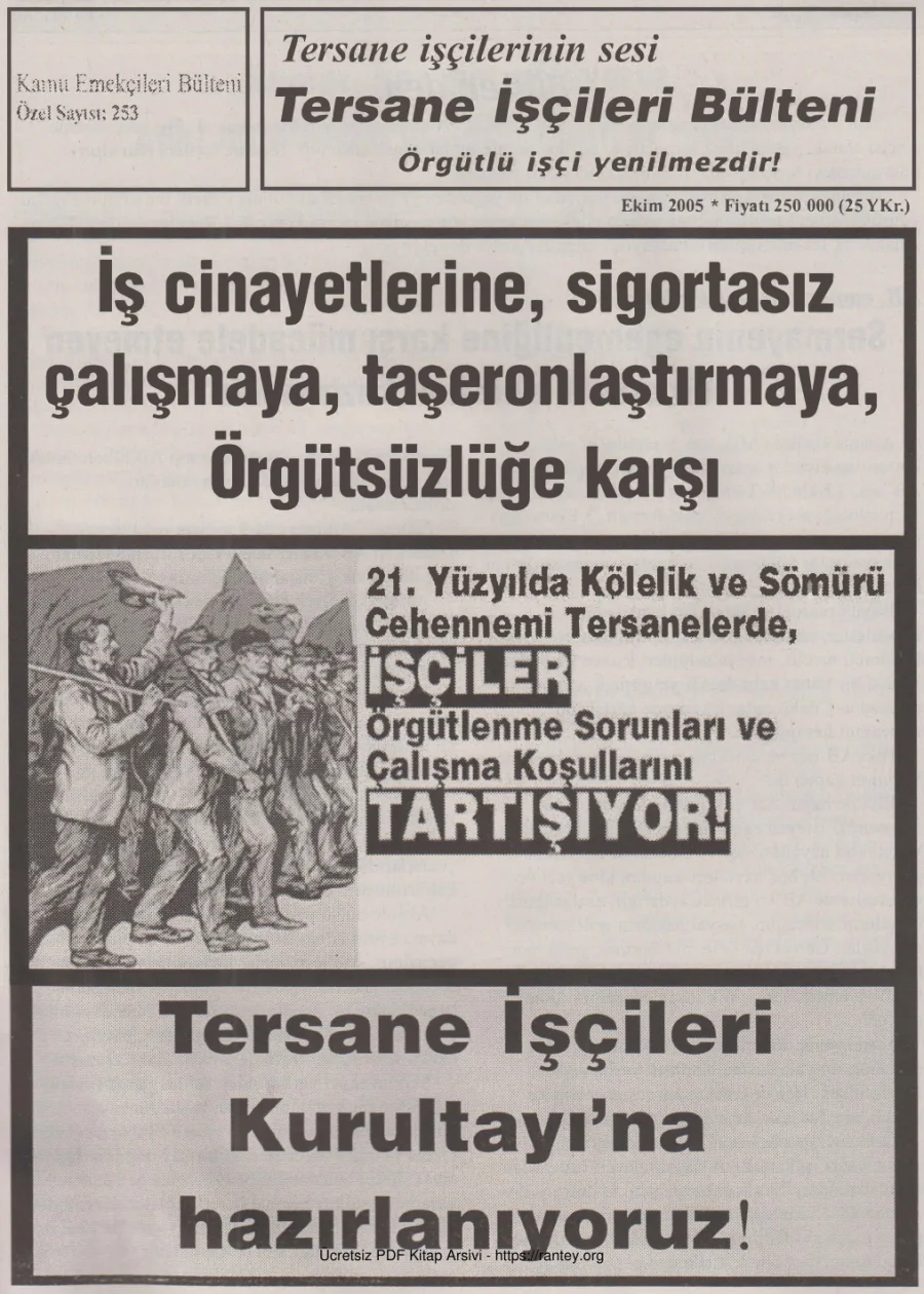 Tersane İşçileri Bülteni Kamu Emekçileri Bülteni Özel Sayı 253 Ekim 2005 kapak görseli