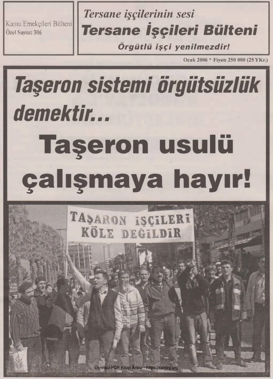 Tersane İşçileri Bülteni Kamu Emekçileri Bülteni Özel Sayı 306 Ocak 2006 kapak görseli