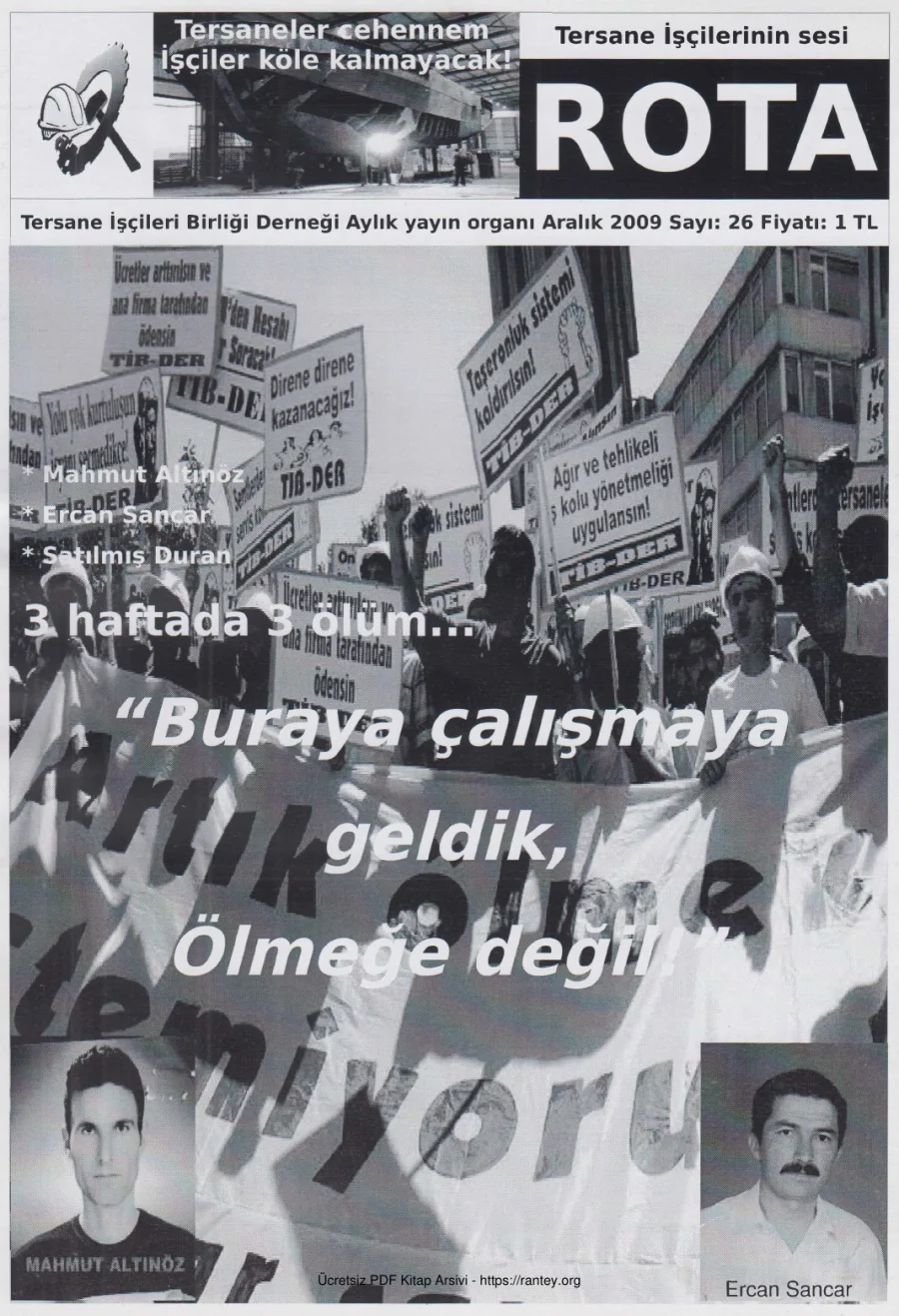 Tersane İşçilerinin Sesi Rota Aralık 2009 kapak görseli