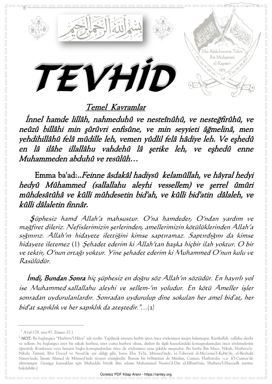 TEVHİD KAVRAMI Ebu Abdulmumin Tekin Mıhçı kapak görseli