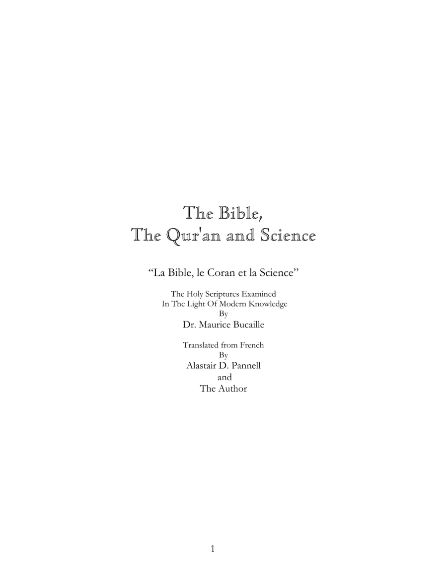 The Bible, The Qur'an and Science PDF kitap kapağı