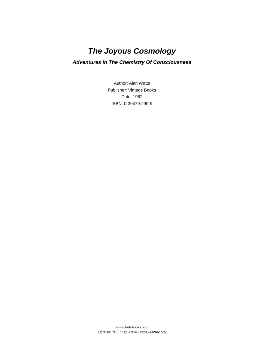 The Joyous Cosmology kapak görseli