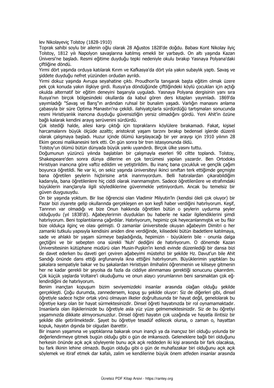 Tolstoy İtiraflarım kapak görseli