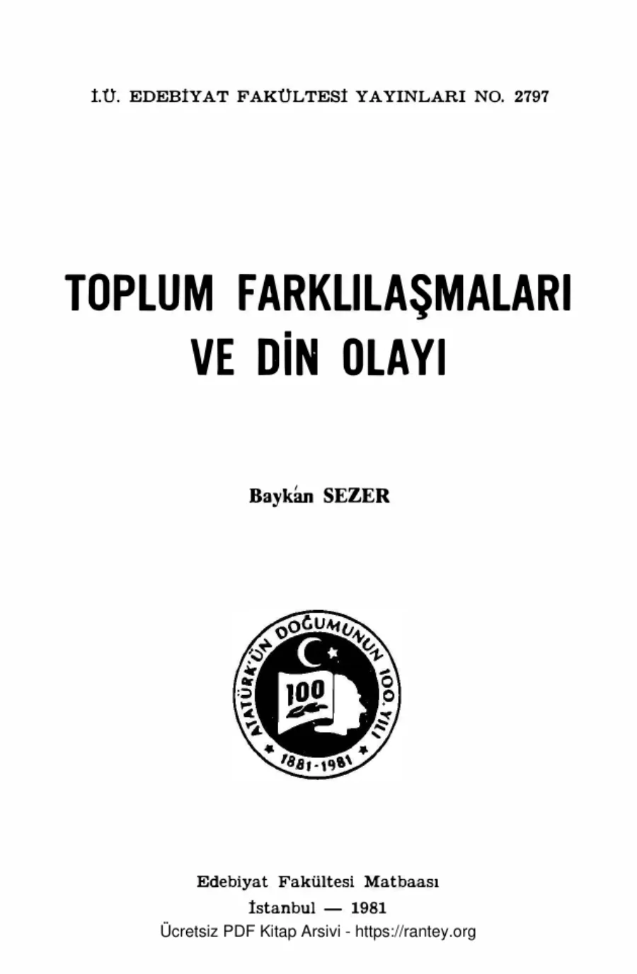 Toplum Farklılaşmaları ve Din Olayı kapak görseli