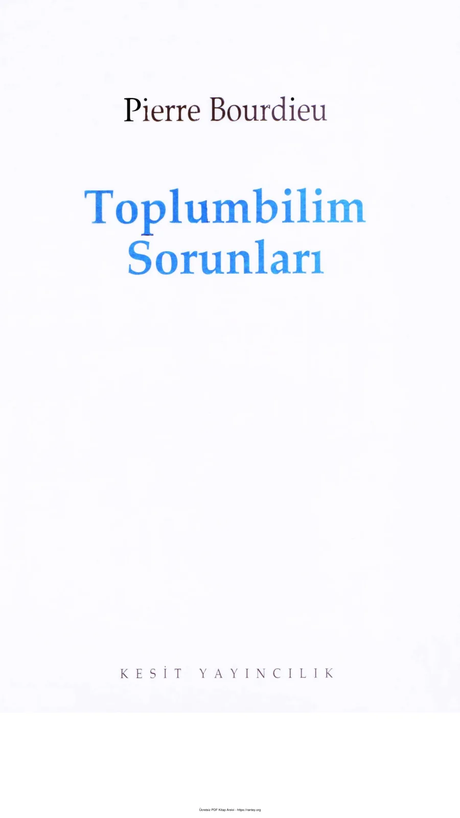 Toplumbilim Sorunları Kesit Yayınları kapak görseli