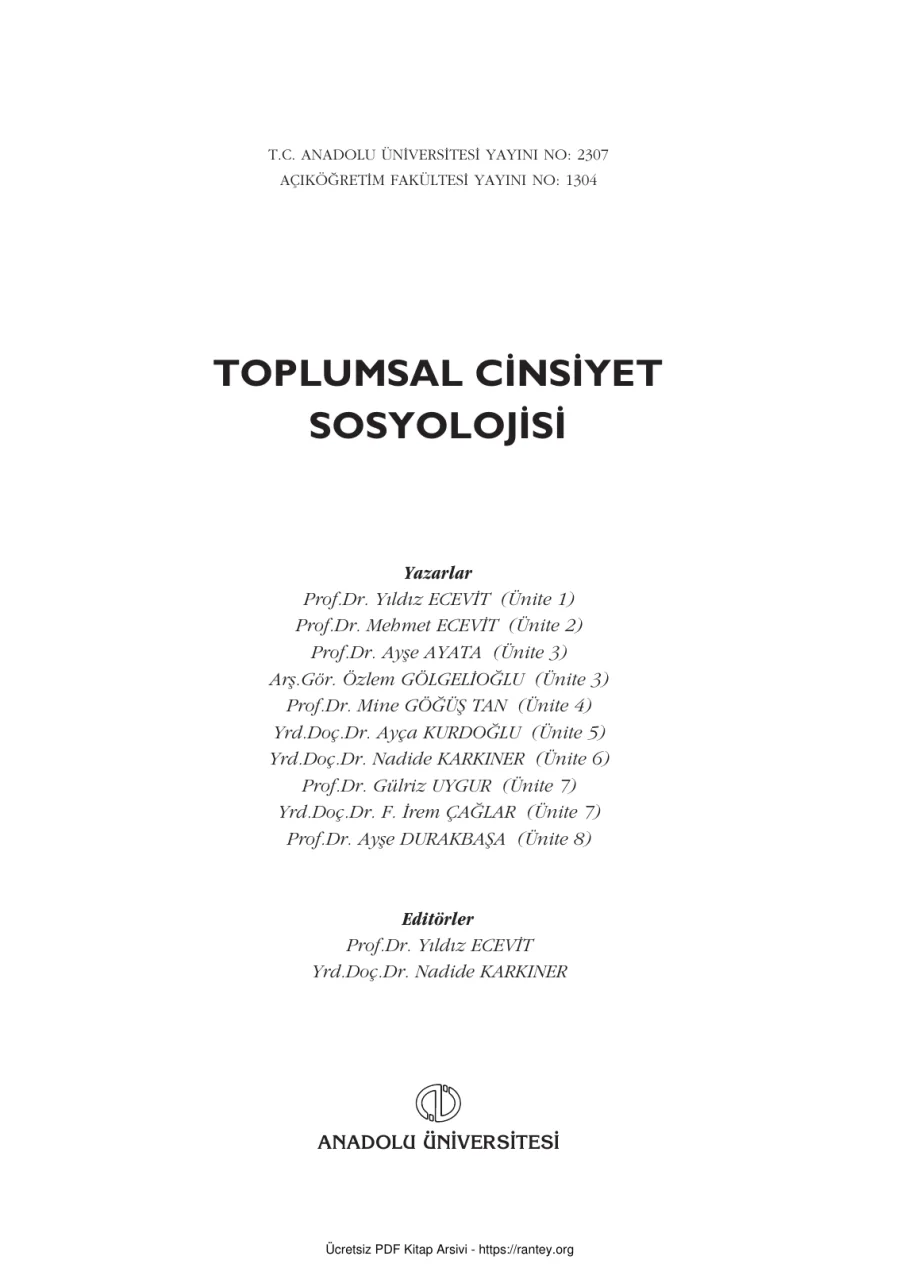 Toplumsal Cinsiyet Çalışması 2 kapak görseli