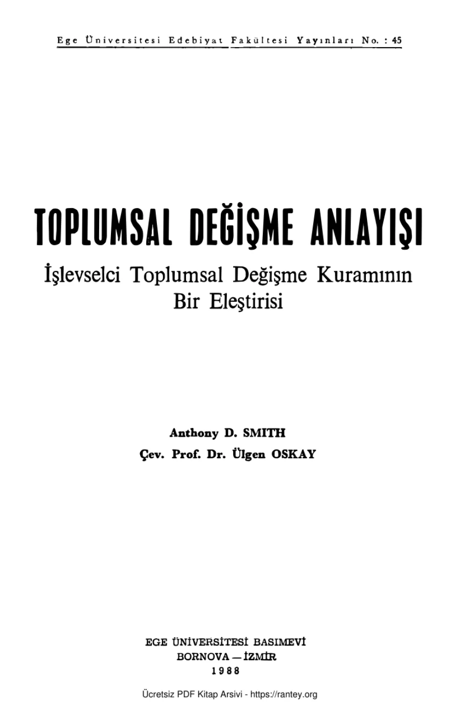 Toplumsal Değişme Anlayışı Ege Ü Edb kapak görseli