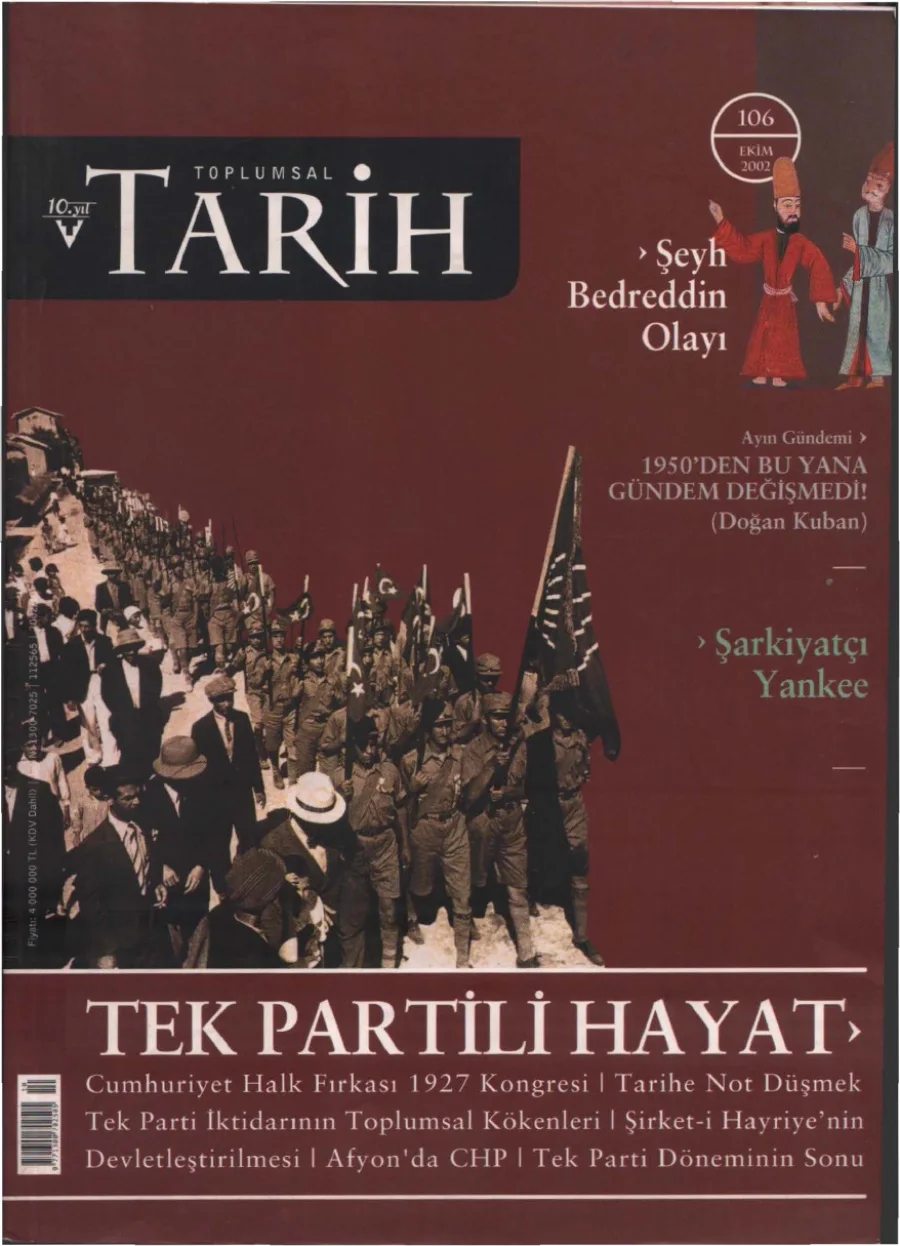 Toplumsal Tarih Sayı 106 Ekim 2002 yeni taramaya kadar idare kapak görseli