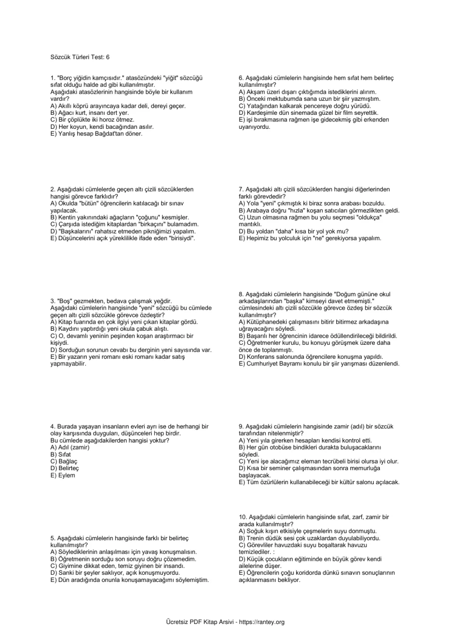 TÜRKÇETest6 kapak görseli