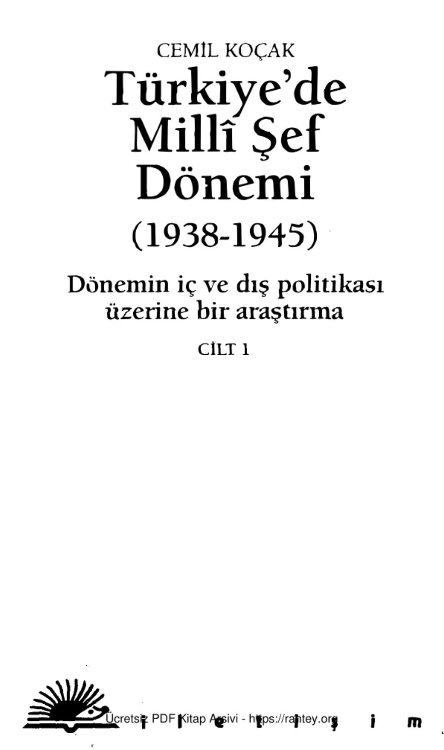 Türkiye'de Milli Şef Dönemi 1 1938 1945 kapak görseli