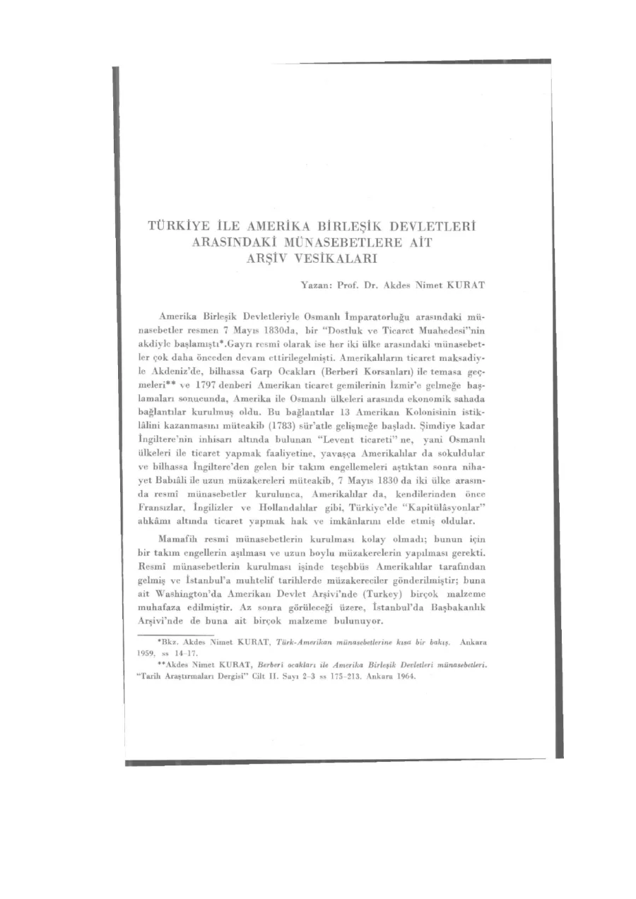 Türkiye ile Amerika Birleşik Devletleri Arasındaki Münasebetler PDF kapak görseli
