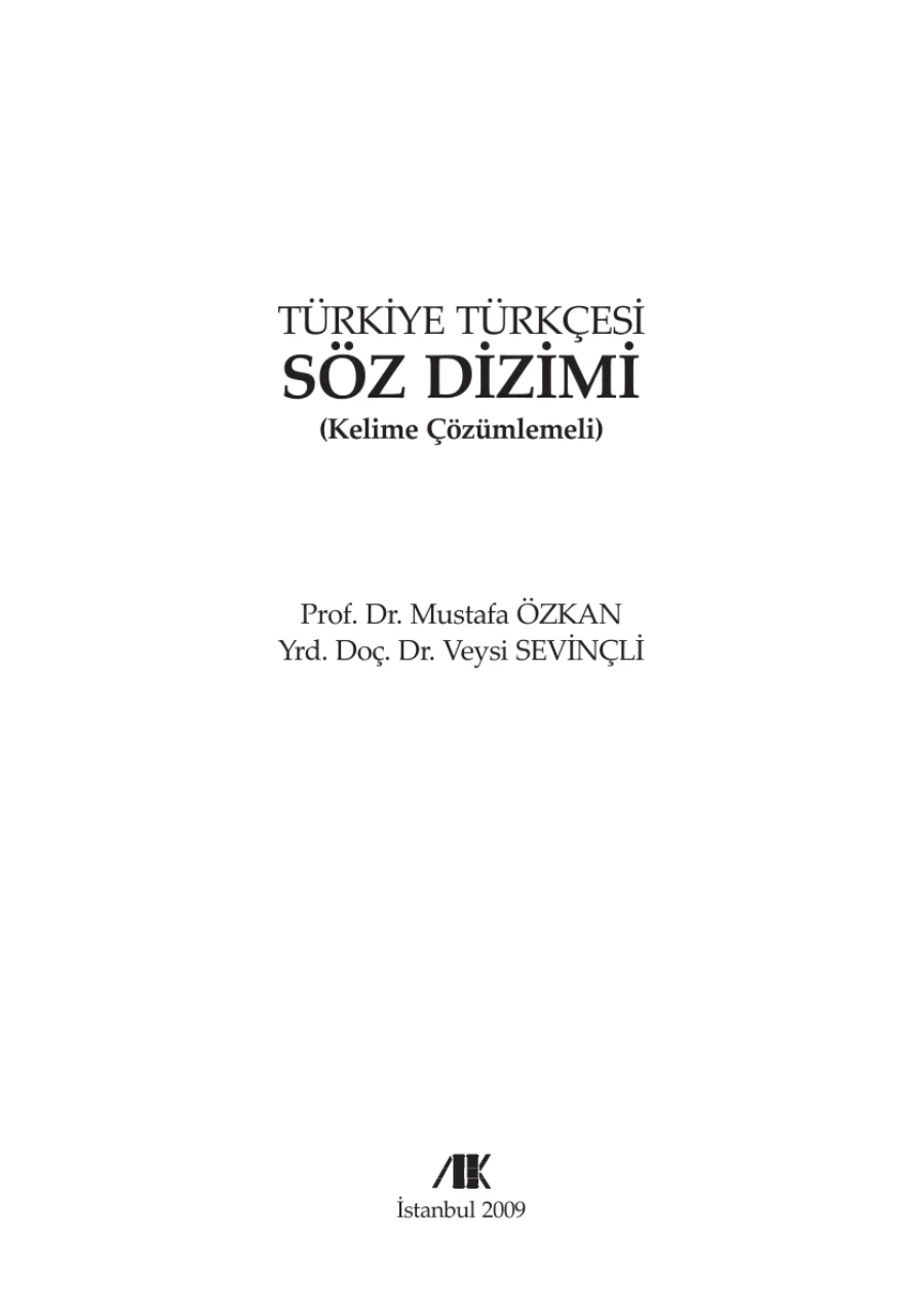 Türkiye Türkçesi Söz Dizimi PDF kapak görseli