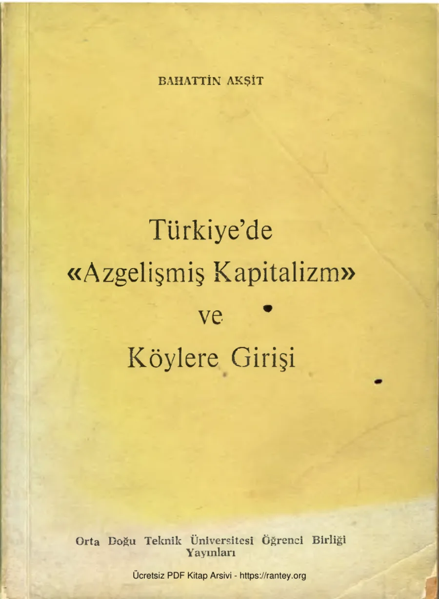 Türkiyede Azgelişmiş Kapitalizm ve Köylere Girişi ODTÜ Öğrenci kapak görseli