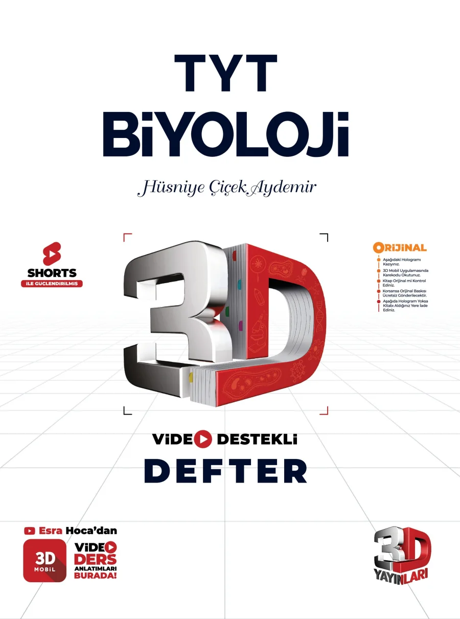 TYT 3D Biyoloji Video Destekli Defter kapak görseli
