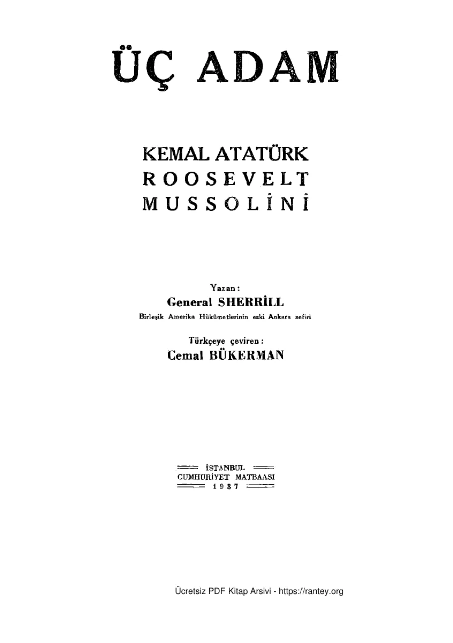 Üç Adam Kemal Atatürk Roosevelt Mussolini trcCemal Bükerman kapak görseli