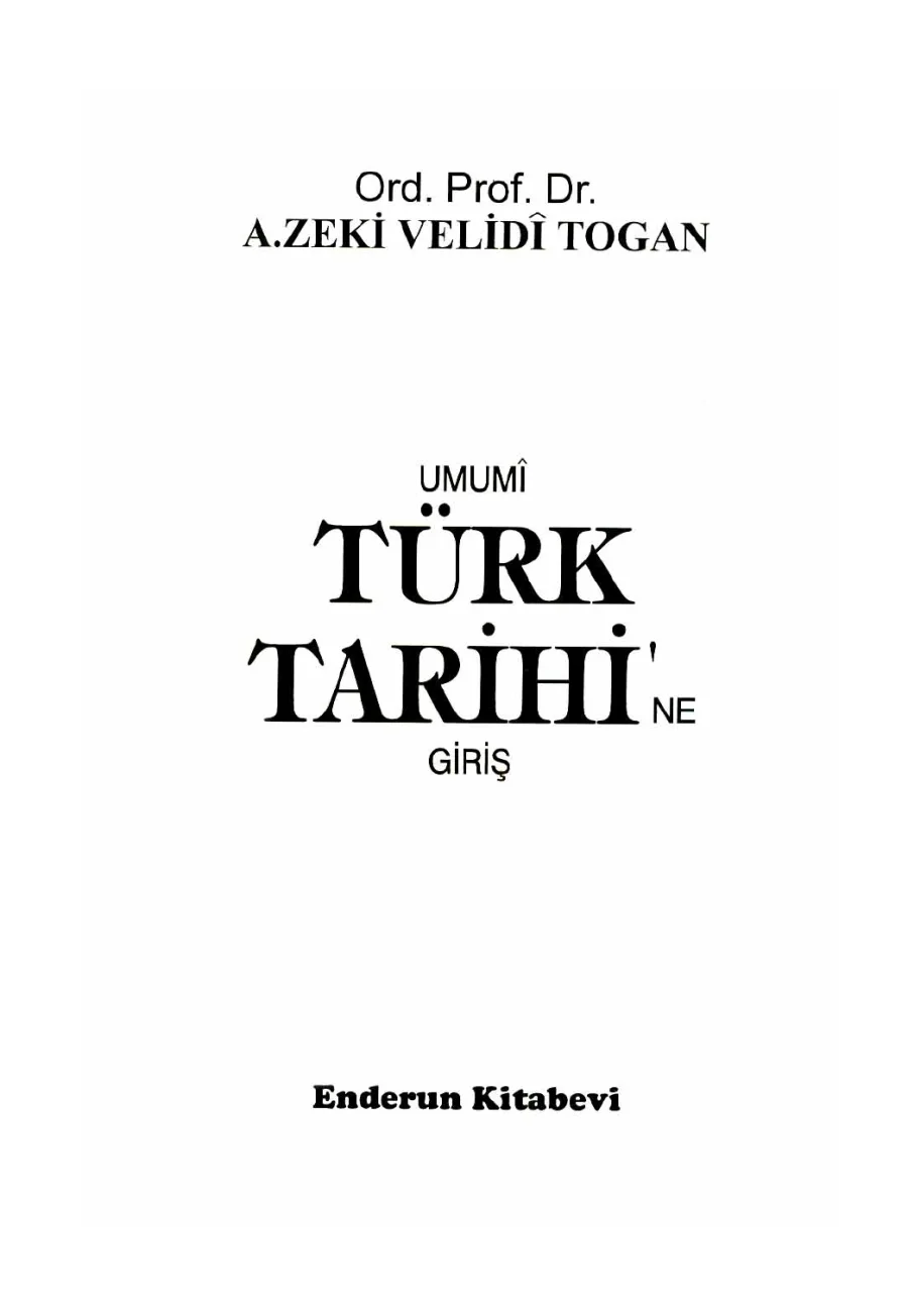 Umumi Türk Tarihine Giriş kapak görseli