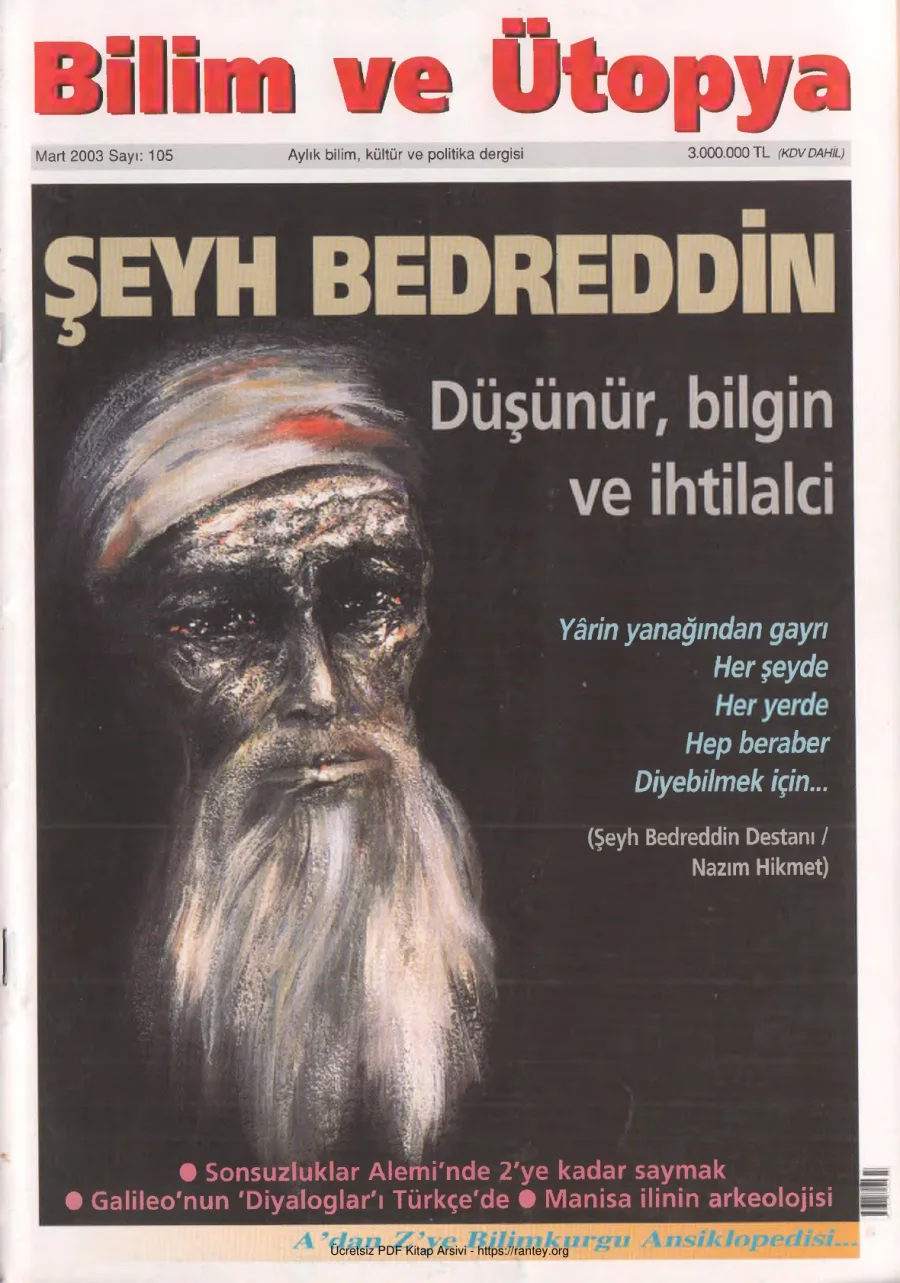 Ütopya Sayı 105 Şeyh Bedreddin kapak görseli