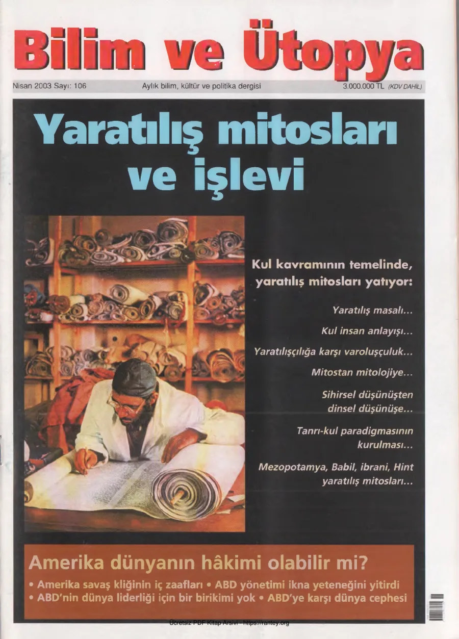 Ütopya Sayı 106 Yaratılış Mitosları ve İşlevi kapak görseli