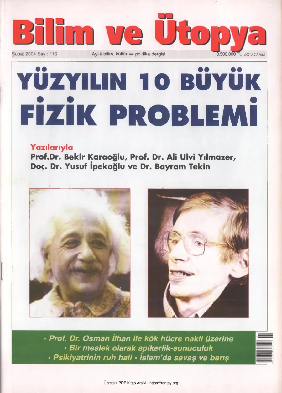 Ütopya Sayı 116 Yüzyılın 10 Büyük Fizik Problemi kapak görseli