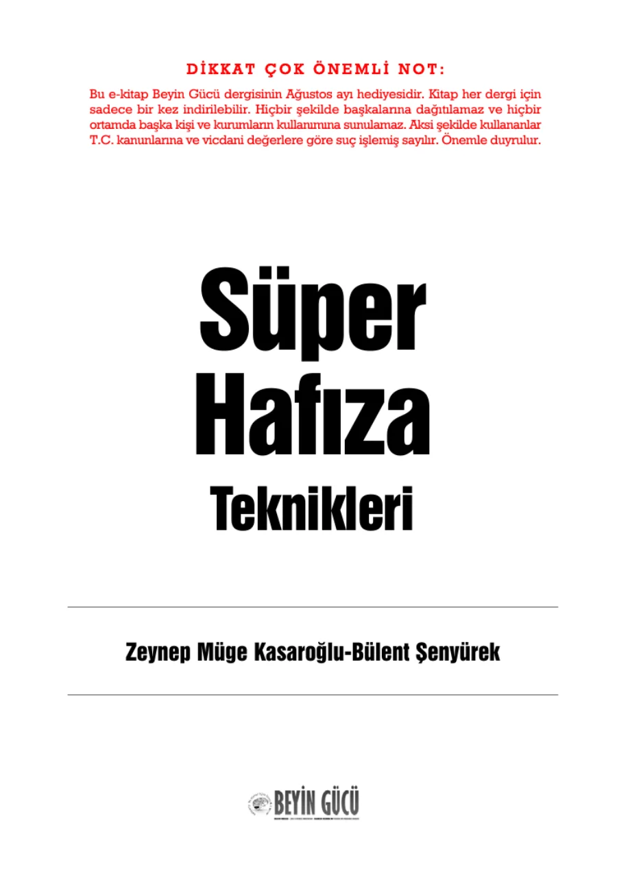 Uygulamalar ve Pratiklerle Süper Hafıza Teknikleri kapak görseli