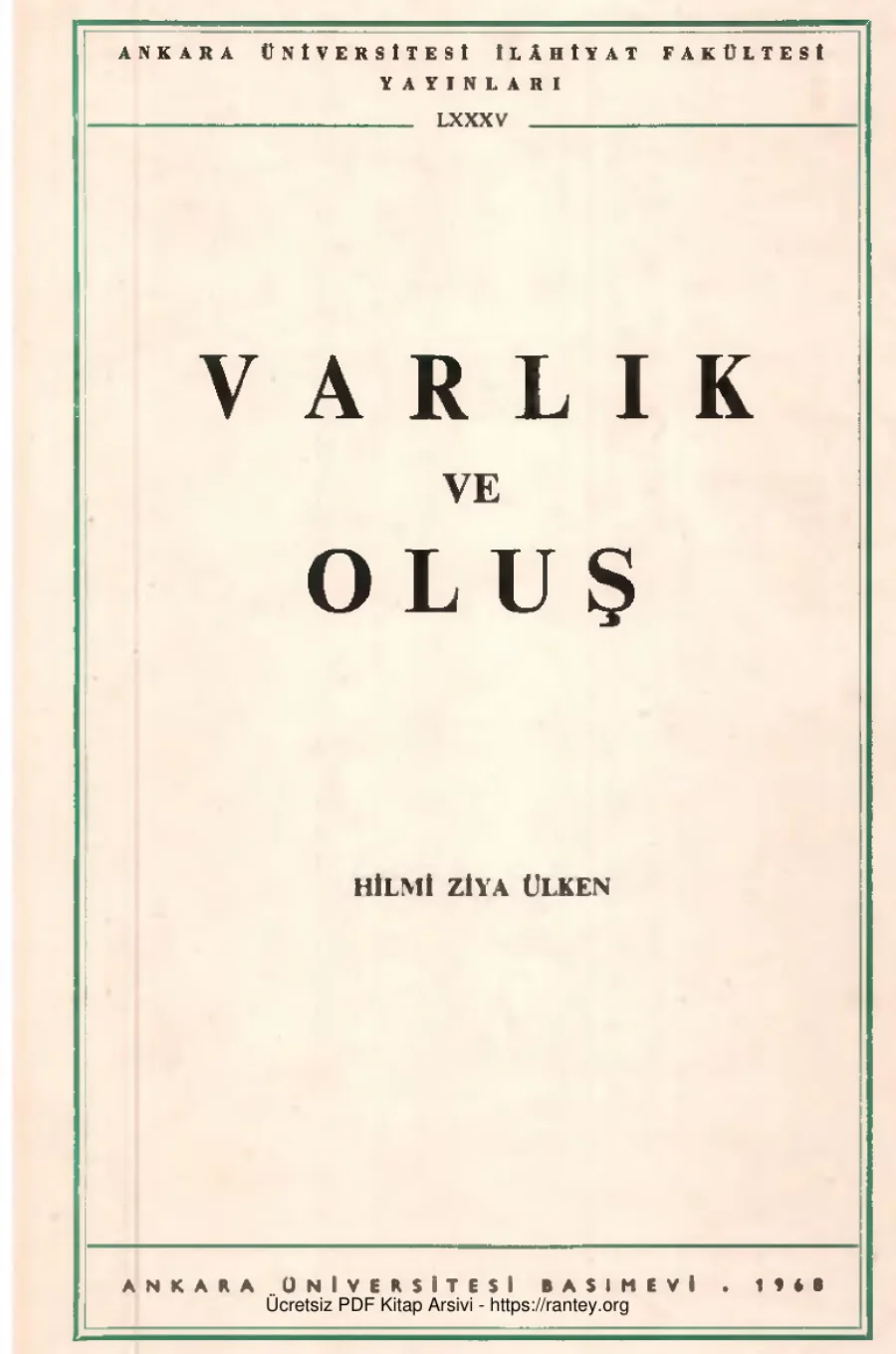 Varlık ve Oluş AÜİlFakYayınları kapak görseli