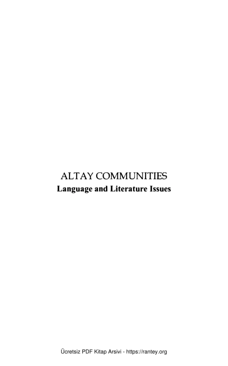vd Altay Communities Language and Literature İssues İSTESOB Yayınları kapak görseli